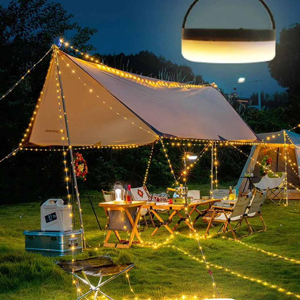 Solar Camping Lamp Strip LED Atmosphere 10M Length Waterproof Recyclable Light Belt Outdoor Garden Decoration Lamp for Tent Room