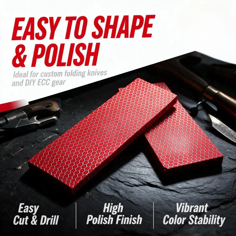 1 Piece Red Snake Skin Honeycomb Texture Handle Patch 120X40X8MM DIY Handle Making Resin Board