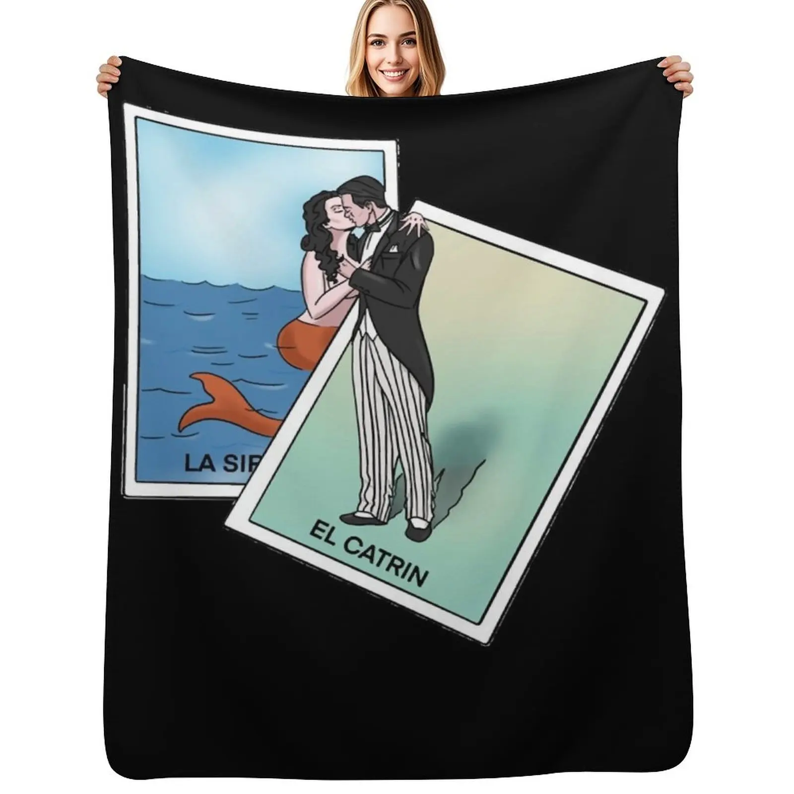 

EL CATRIN y LA SIRENA ANIME MANGA MEXICAN LOTTERY LOTERA CARD Throw Blanket Cute Plaid Bed Fashionable Summer Blanket