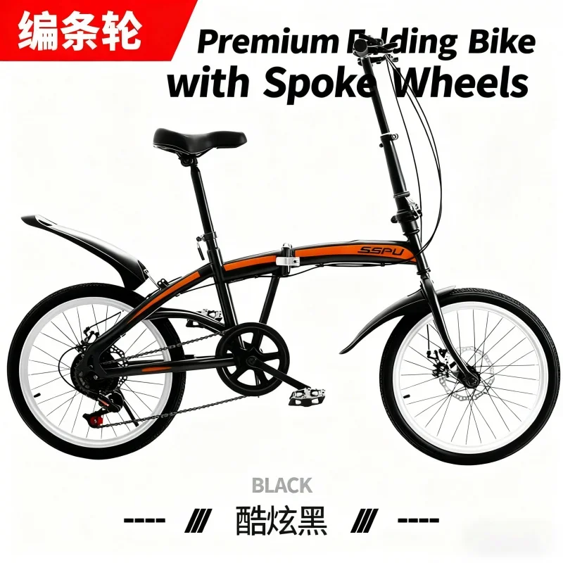 

Braiding Wheel for Cross-Border Folding Bike Disc Brake7Quick Installation-Free Bicycle Walking at Work20I, Cool Black, Braiding