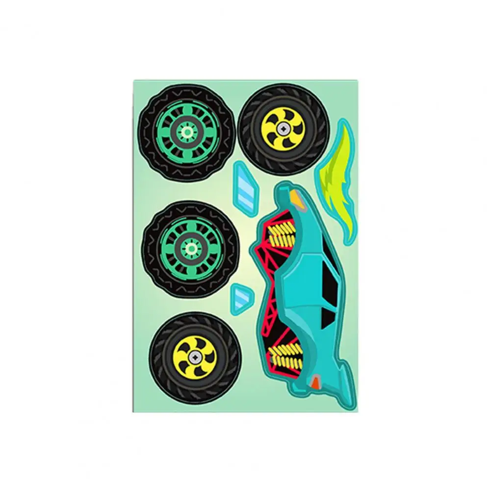 Car Sticker Set Puzzle Truck Stickers 8 Sheets Cartoon Car Puzzle Sticker Set Self-adhesive Waterproof Pvc for Diy for Cup