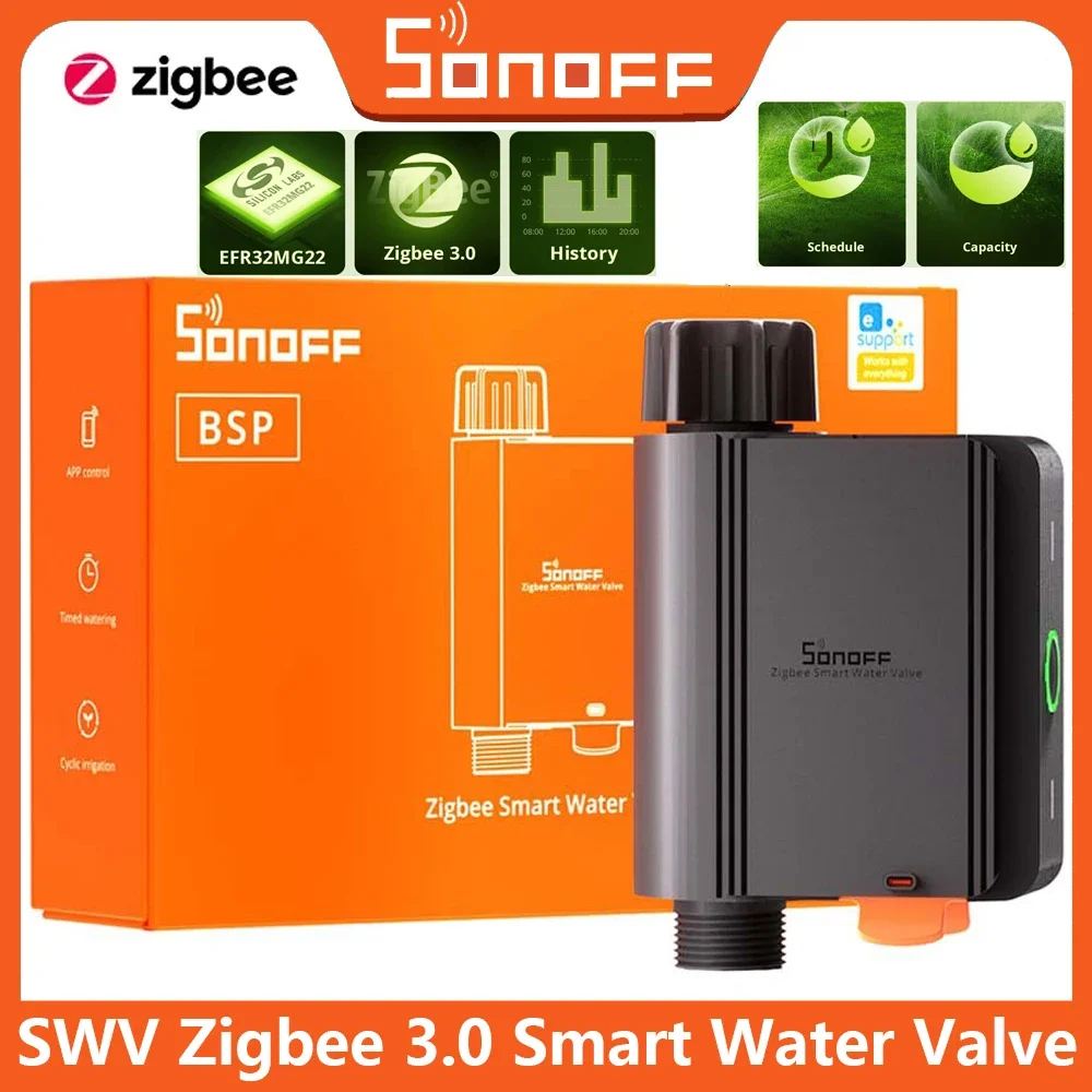 

SONOFF SWV Zigbee 3.0 Smart Water Valve IP55 Irrigation System Setting Controller Home Automate Compatible with Alexa Google