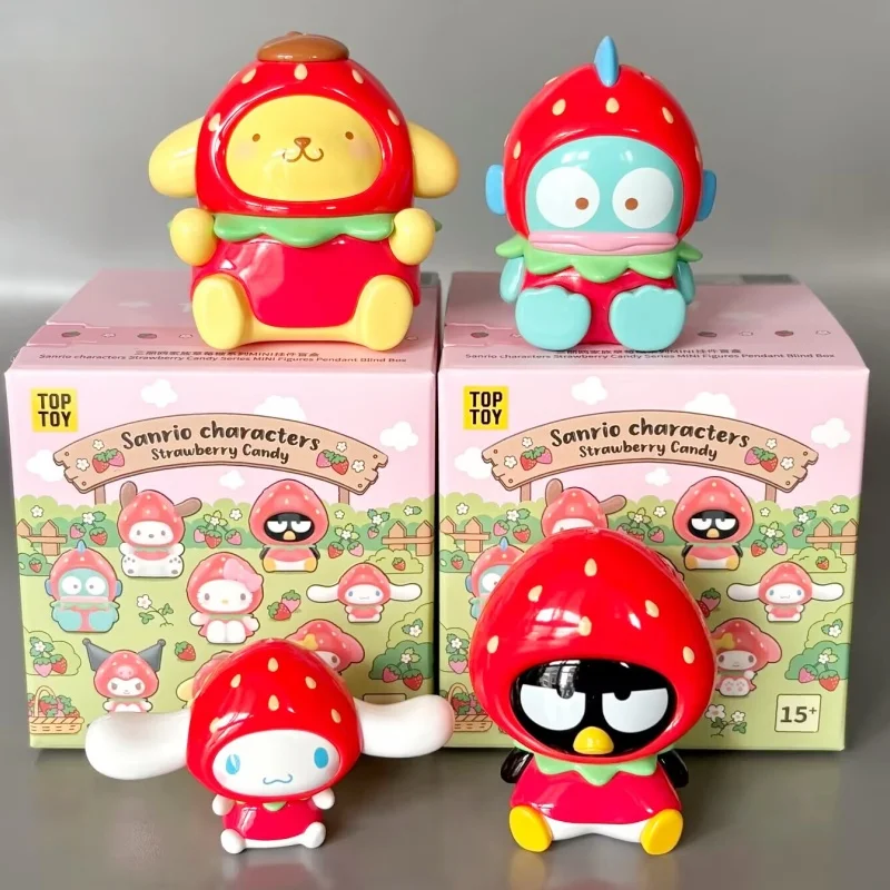 

New Sanrio Characters Strawberry Candy Series Mini Pendant Blind Box Cute Kawaii Beans Backpack Keychain Collectible Gift