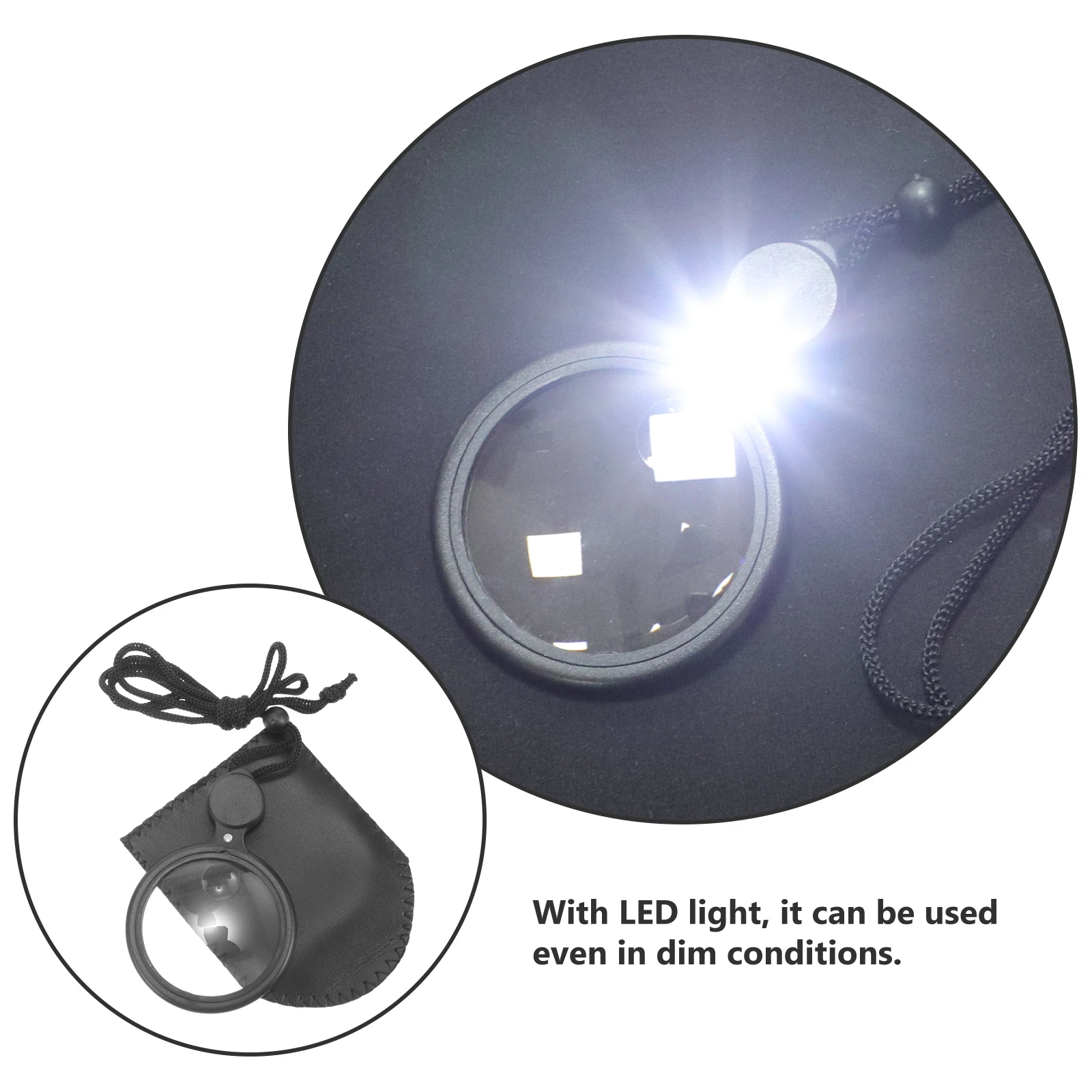 

1Set Handheld LED Reading Magnifier Neck Hanging Portable Lightweight for Elderly Teens Adults Books Newspapers Travel Craft