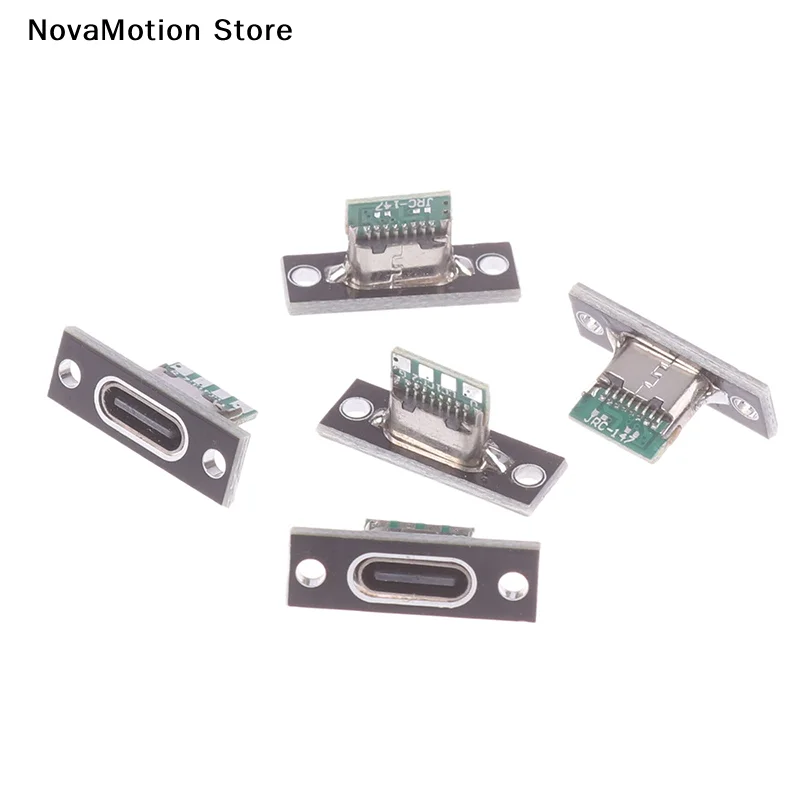 [NM]5Pcs 2Pin 4Pin USB 3.1 Type C Socket With Screw Fixing Plate Type-C USB Jack 3.1 Type-C Female Connector Jack Charging Port