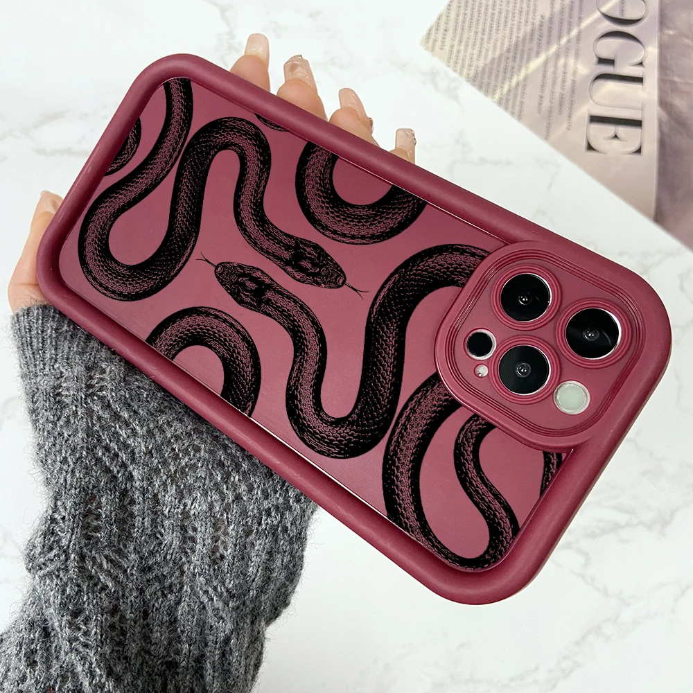 Trend Snake Phone Case for Oppo Realme C67 C65 C63 C55 C53 C35 C33 C31 C21 C20 12 11 8i Pro Plus 4G 5G Soft Ladder Lens Cover