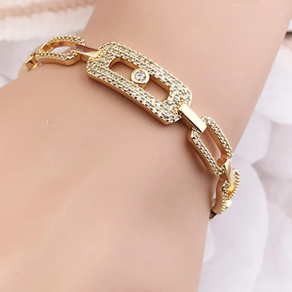 

Zlxgirl Luxury CZ zircon Bangle For Women's brand anniversary bracelet jewelry Classic Europe Gold bangle bijoux free shipping