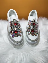 Pine Cake Sole Crystal Loafers Canvas Shoes