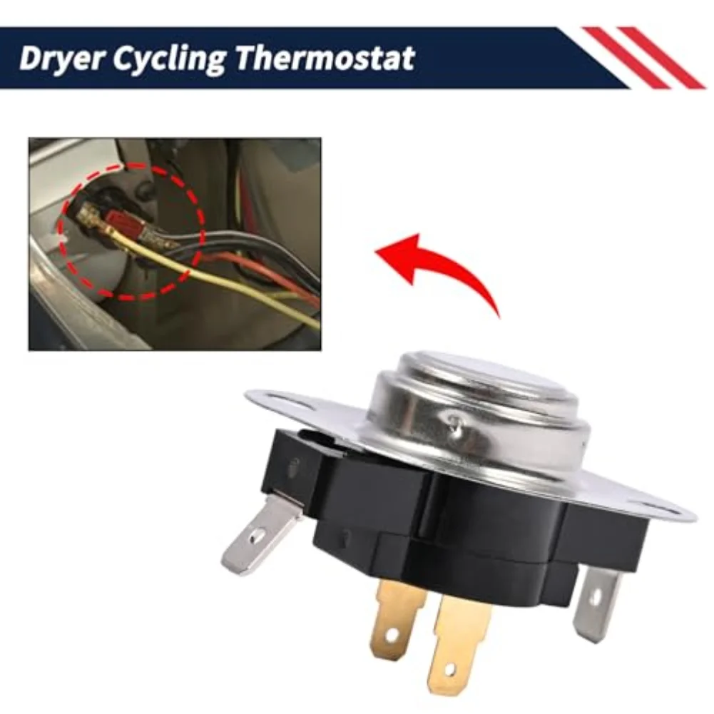 Dryer Cycling Thermostat for GE For Kenmore For Hotpoint For RCA Dryers Replacement Part WE4M216 for Efficient Drying
