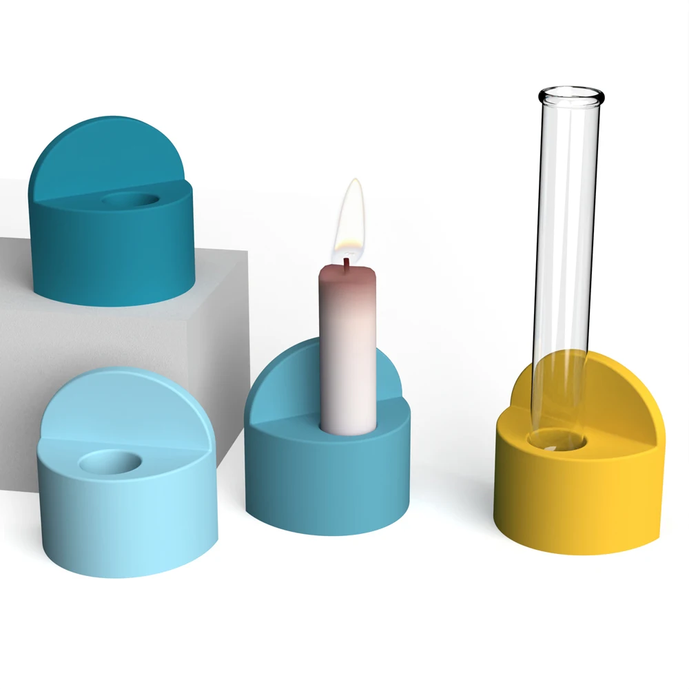 Concrete Candle Holder Silicone Mold Cement Glass Tube Support aromatherapy Diffuser mold DIY home decoration molds