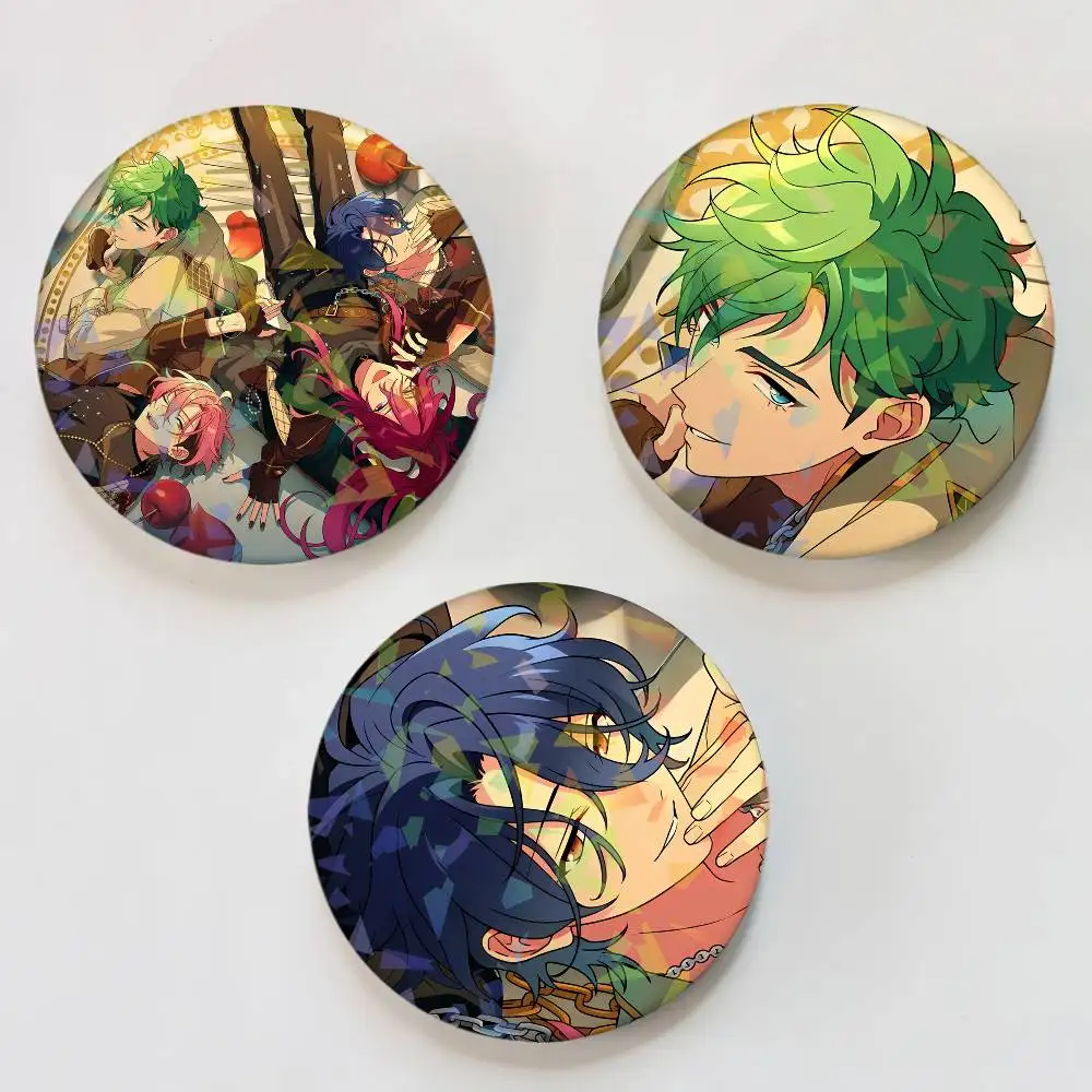 Band Mellow Dear Us Game Ensemble Stars Badges Round Laser Badge Brooch Backpack Accessories