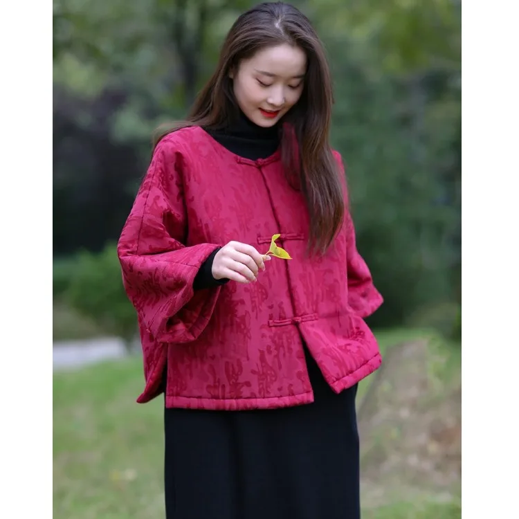 레트로 플로럴 자수 코튼 린넨 재킷 버튼업 따뜻한 민족 스타일 코트 대형 사이즈 코튼 의류 코튼 린넨 코튼 패딩 코트