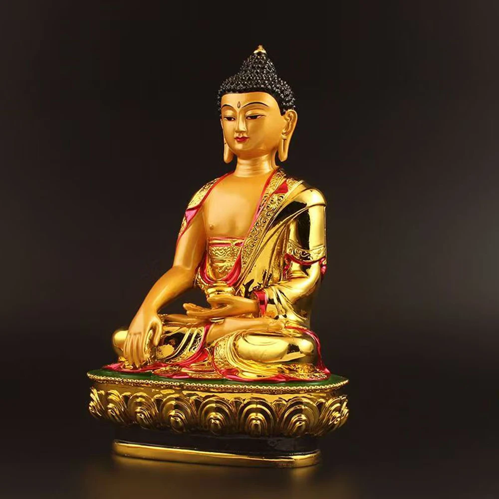 Tibetan Five Dhyani Buddhas ornament, Shakyamuni Medicine Buddha Vairocana Buddha Resin sculpture, Home Buddhist ornaments, 21cm