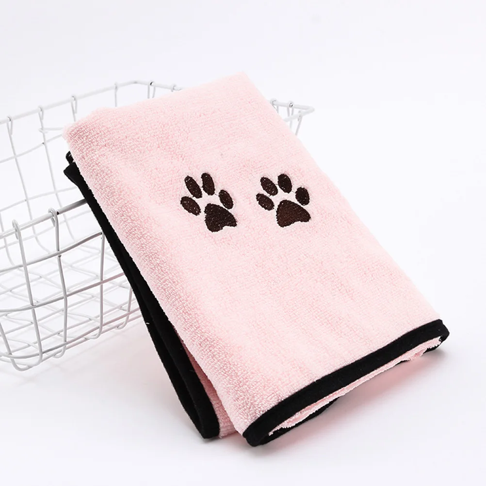 

2pcs Multi-function Pet Bath Towel Water Absorbent Towel Fiber Shower Towel Pet Supplies ( Blue, Pink)