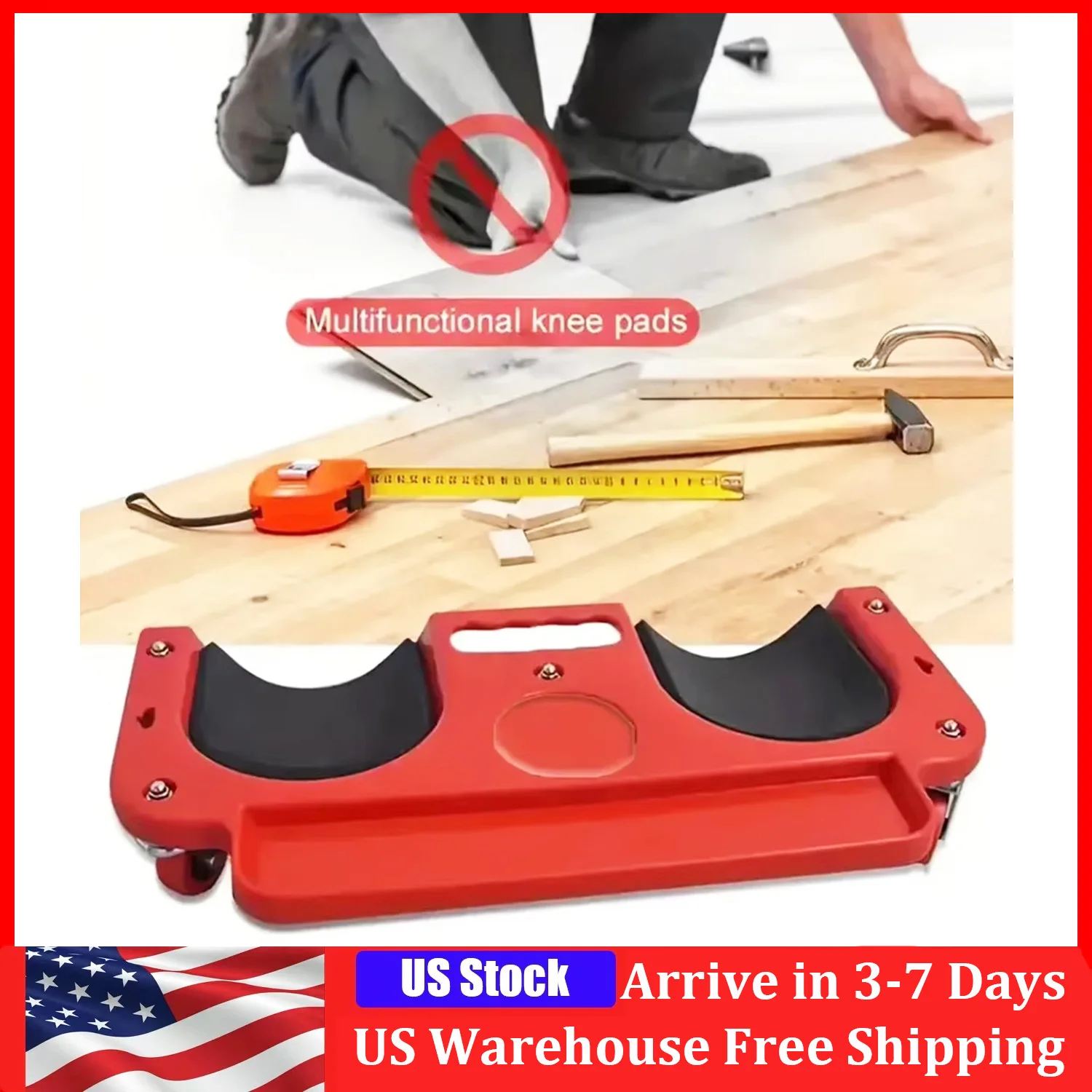 

Movable Knee Pad Rolling Knee Cart With 5 Swivel Castors Collapsible Frame Roll-Up Knee Pads For Auto Repair Protect Knees