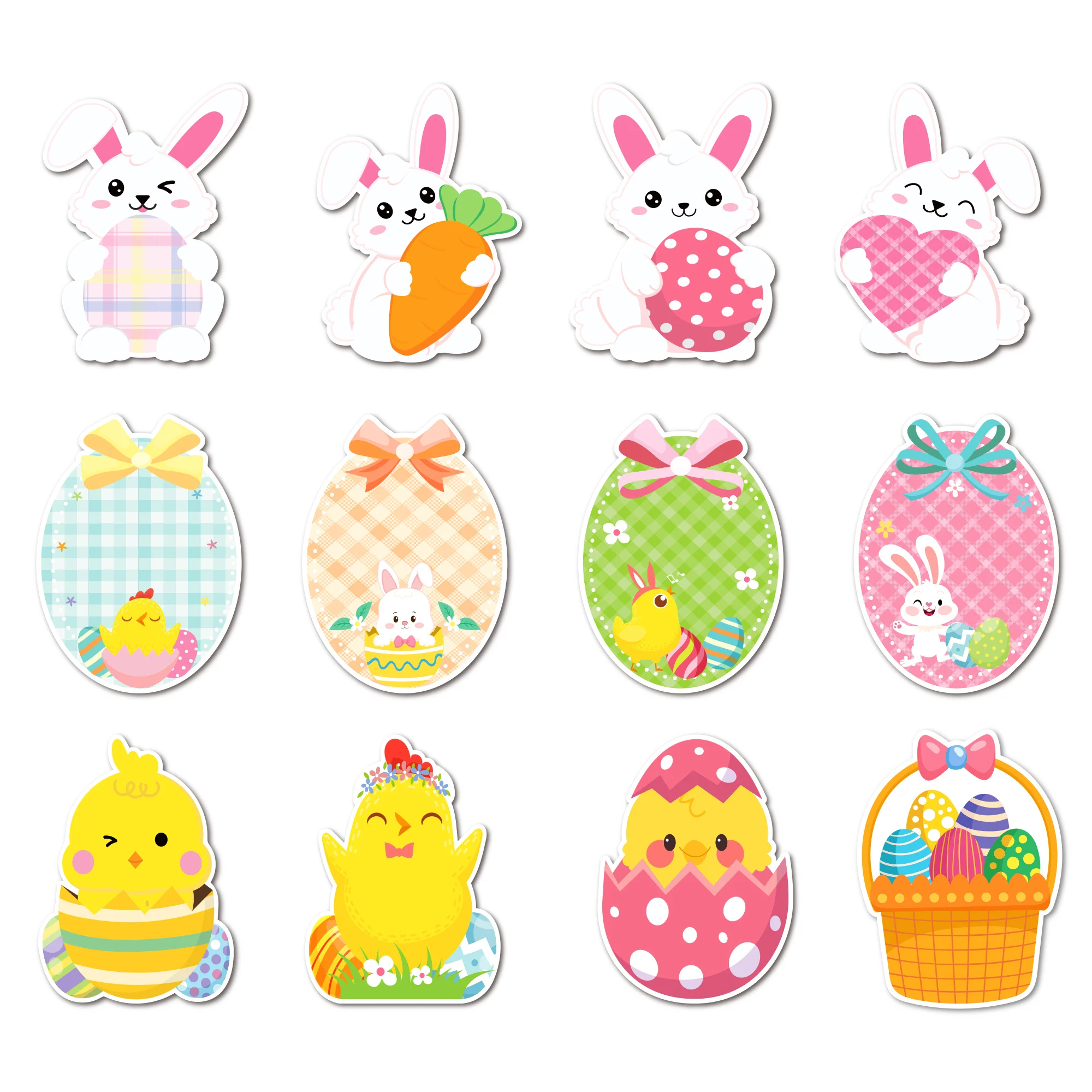 12/24pcs Easter Rabbit Eggs Sticky Notes Set, Self-Stick Notes Pads, Writing Memo Pads for Office Home Use Easter Party Supplies