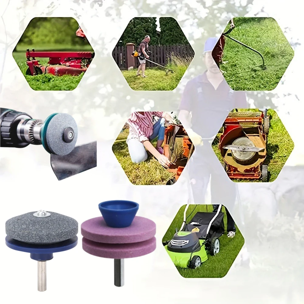 

Lawnmower Dull Blade Sharpener Mower Sharpening Stone Wheel Kit Universal Knife Edge Whetstone for Any Power Hand Drill by Tool