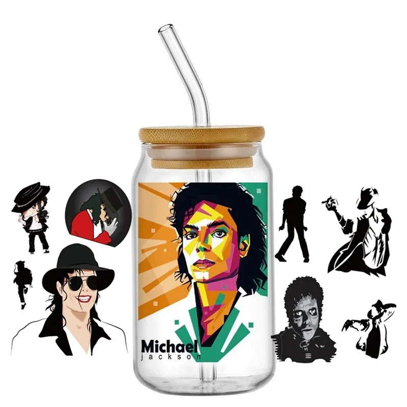 Retro Stage Performer Silhouette UV DTF Wraps, Dynamic Dancing Figure Stickers, Waterproof DIY Transfer Decals for 16oz Glass
