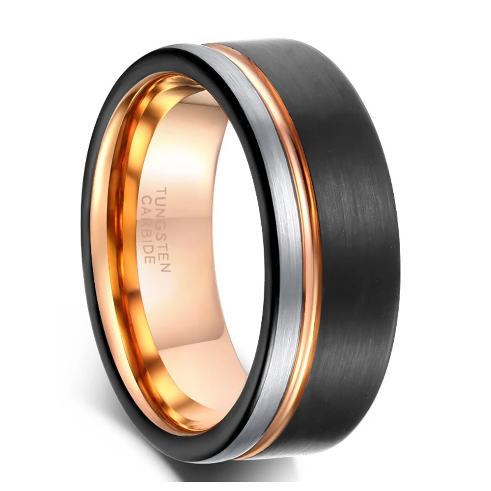 Mode 6/8mm Schwarz Tricolor Wolfram Stahl Ring für Männer Frauen Hartmetall Verlobungsringe Hochzeit Bands Schmuck Zubehör – Detail 6