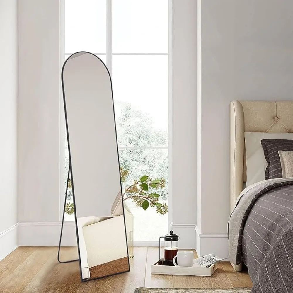 

Arched Full Length Mirror with Stand Floor Standing Aluminum Frame
