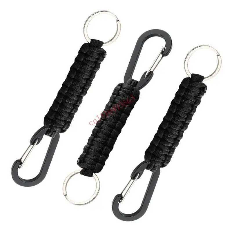 448C 3 قطعة سلسلة المفاتيح Paracord مع حلقة تسلق حبل مضفر كليب خواتم هوك حبل مضفر حبل سلسلة مفاتيح أدوات إنقاذ في الهواء الطلق #4