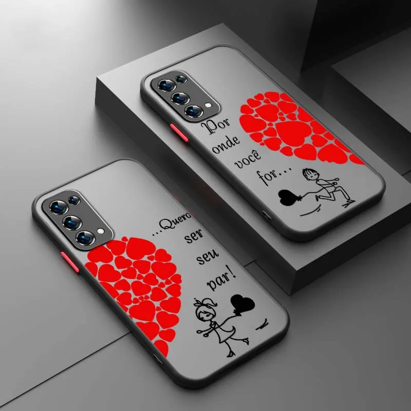 

Anime Art Couple For OPPO Find X3 X5 Lite Pro A98 A94 A93 A78 A79 A76 A58 A57 5G Frosted Translucent Phone Case