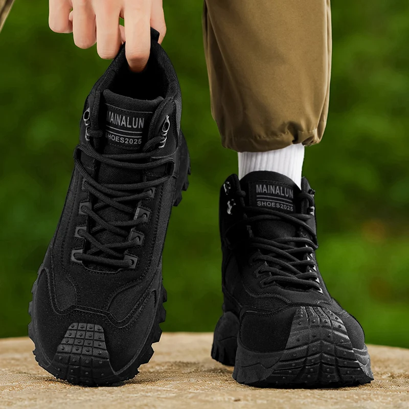 Neue Herren-Wanderstiefel, High-Top-Sportschuhe in Übergröße, bequeme, leichte Freizeitschuhe mit dicker Sohle, Suita – Detail 4