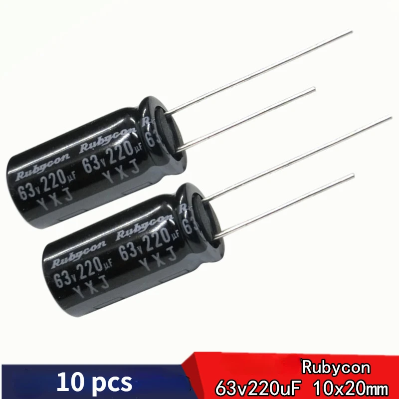 （10pcs）Rubycon YXJ 63v220uF 220uf 63v Aluminum electrolytic capacitor size 10 * 20mm JP(Origin) Through Hole capacitor