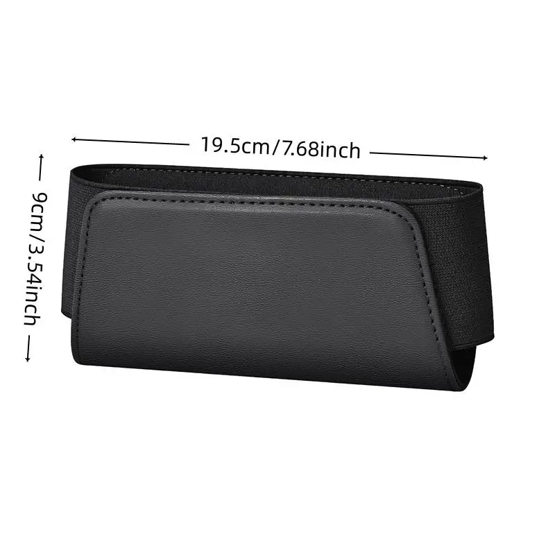 Light Luxury Ultra-Fine Leather Adhesive Car Eyewear Case Center Console Elastic Storage Bag Interior Upgrade Storage Accessory