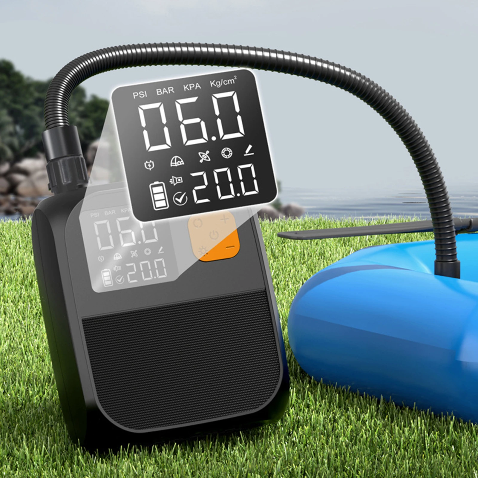 مضخة هواء كهربائية SUP 25PSI مضخة نفخ مجداف مجلس مضخة محمولة قابلة للشحن لخيمة فراش قارب كاياك الملحقات