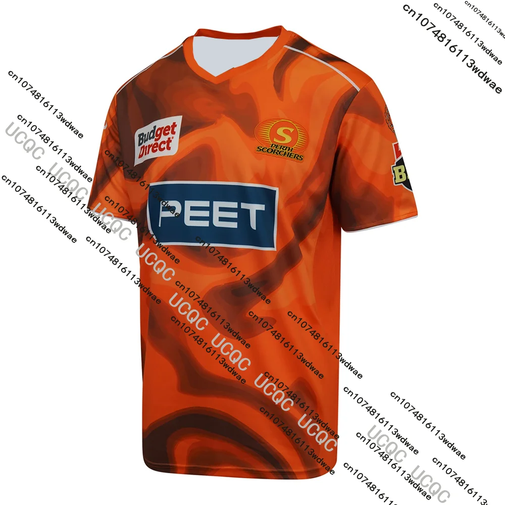 

Новая тренировочная футболка для крикета BBL 2026/25, Австралия, мужская, для болельщиков Perth Scorchers, с 3D-печатью, быстросохнущая
