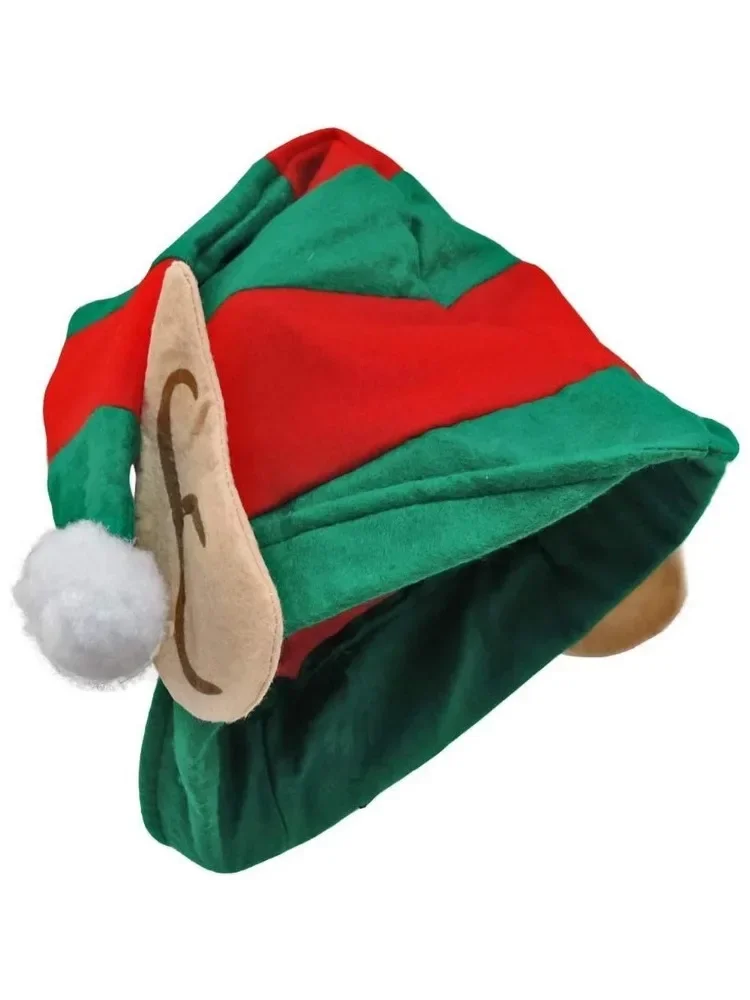 

One piece for Santa Hat Striped Santa Hat Adult plush Santa hat Elf hat Christmas Green Christmas Holiday with cosplay
