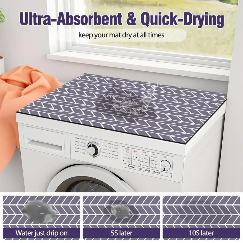 Dustproof Washer And Dryer Covers Foldable Washer Top Protector Pad Anti Slip Washer Dryer Top Mat For Kitchen Laundry