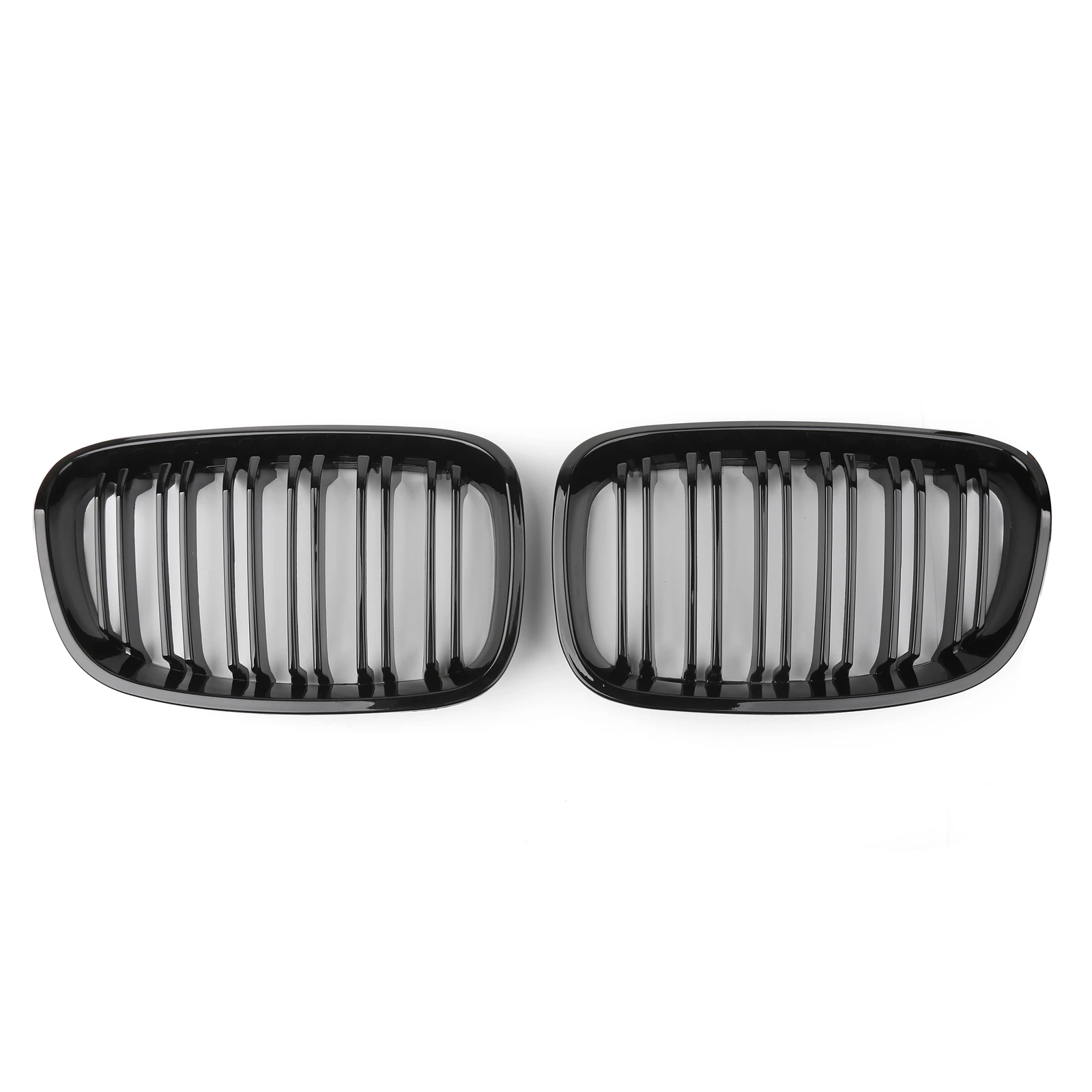 2Pcs ABS Front Bumper Cover Grill Grille For BMW 1 Series F20 116i 118i 2012 2013 2014 Gloss Black