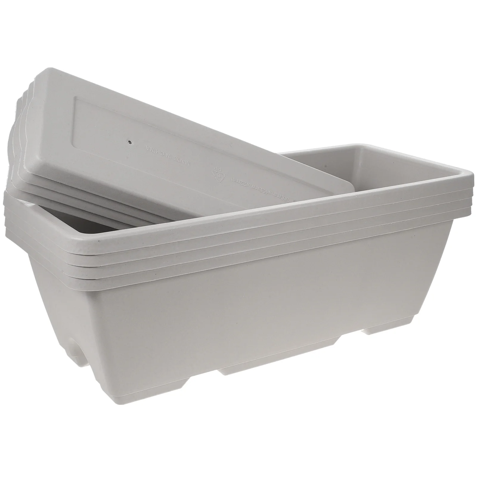 

4 Sets Planter Box with Tray 43cm Long Durable Resin Material Use Flower Pot Vegetable Planter Garden