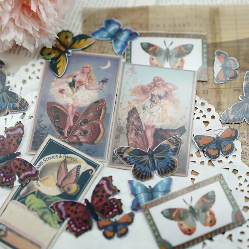 17 sztuk motyl piękno naklejki do rękodzieła i scrapbookingu naklejki książka naklejka ucznia dekoracyjna naklejka DIY artykuły papiernicze