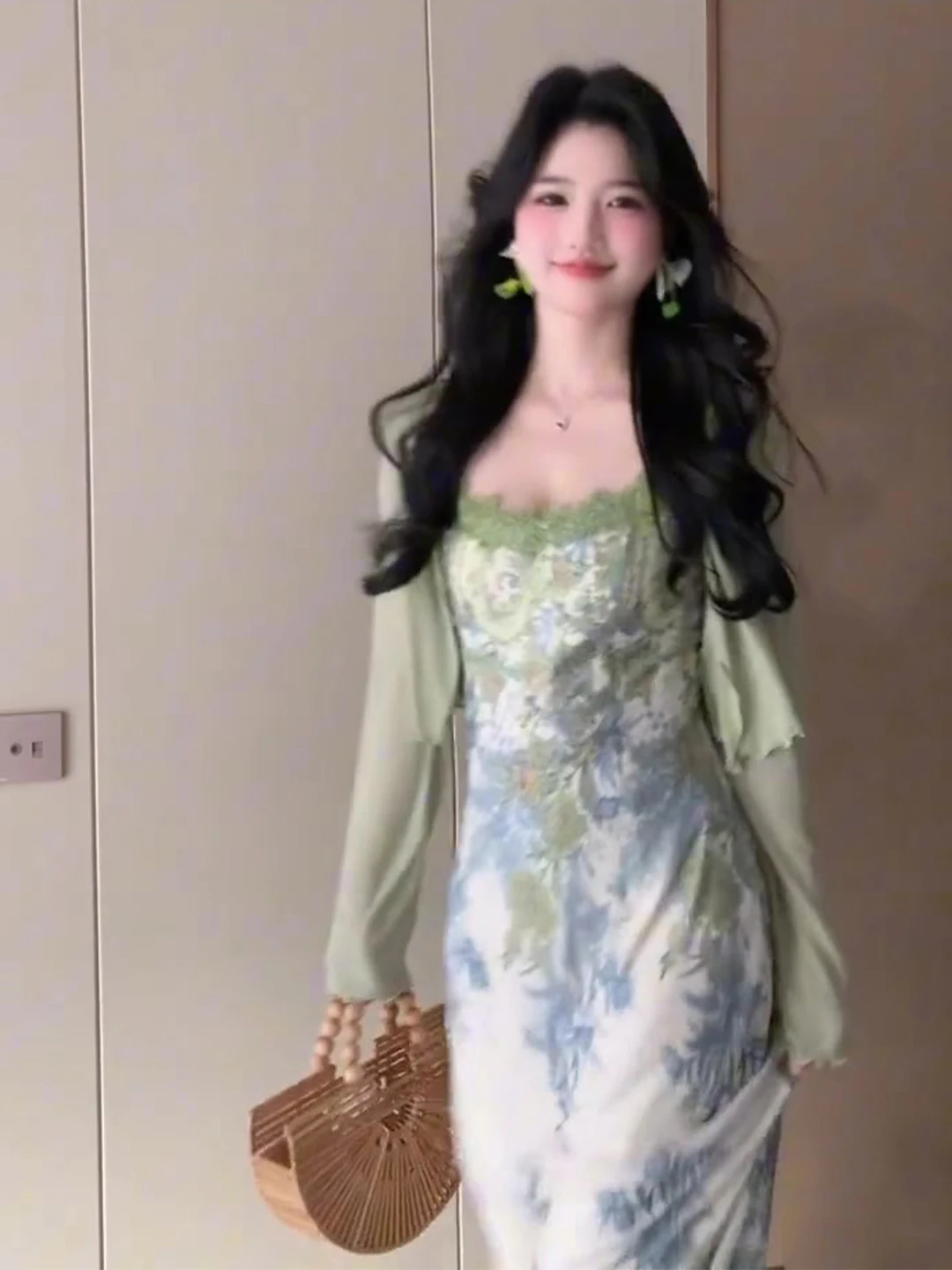 Beach Vaion Sle ter Dr Cardigan Oberbekleidung Taillenbetonter langer Rock Sommer Damen Französischer Sle Blumendruck Zweifarben...