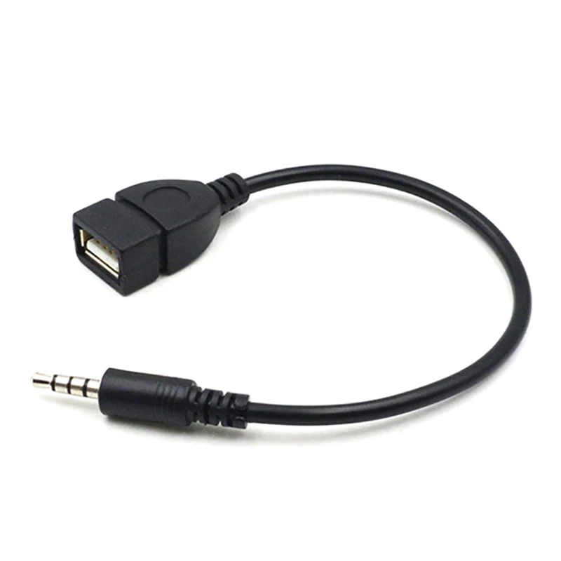 New Car MP3 Player Converter 3.5 mm Male AUX Audio Jack Plug To USB 2.0 Female Converter Cable Cord Adapte