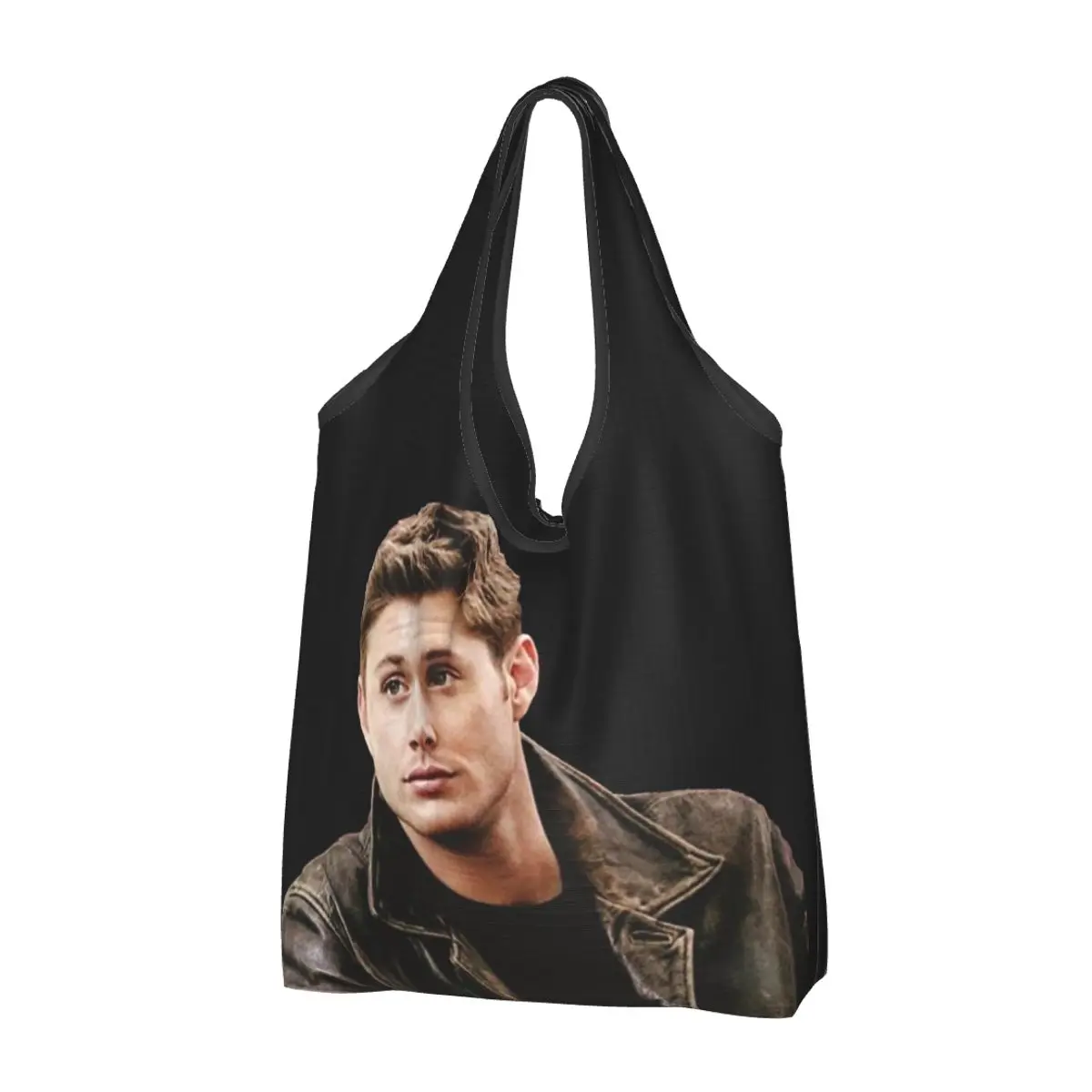 Dean Winchester Supernatural Portable Tote Shopping Bags Foldable Shopper Bag Grocery Handbag Shoulder Bag