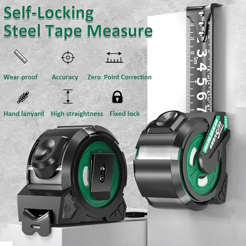 3M-10M Self Locking Steel Tape Hardened Wear-Resistant Tape Zero Point Correction Accurate Wear-resistant Ruler Measuring Tools