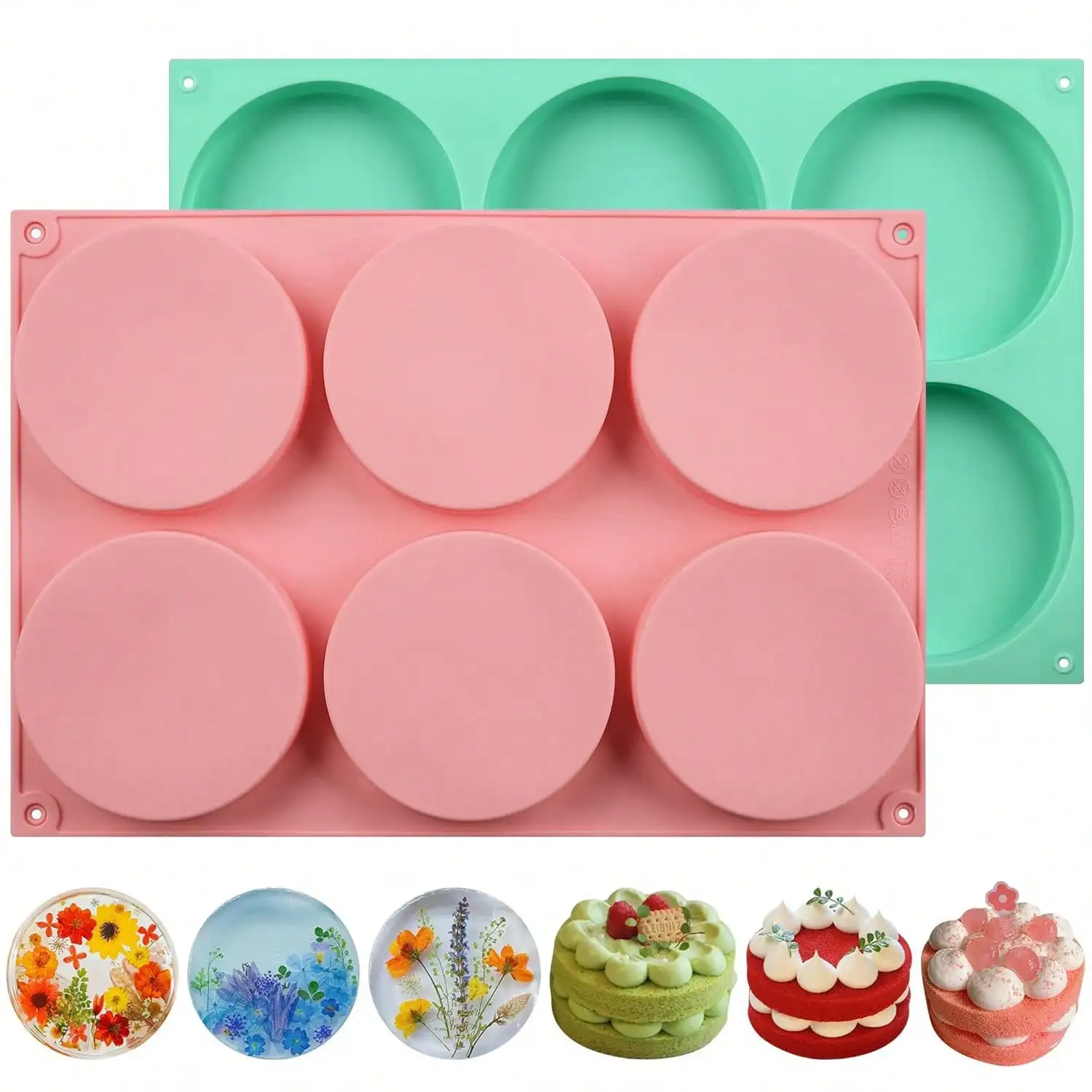 Moldes de Silicona para Hornear, Moldes Cilíndricos Antiadherentes para Dulces, Galletas, Oreo, Mini Jabones, Cupcakes, Pudín, Gelatina