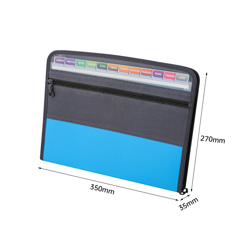 13 Pockets A4 Expanding Wallet File Folder Zipper Portable Office Paper Document Storage Bag School Supplies Student Stationery