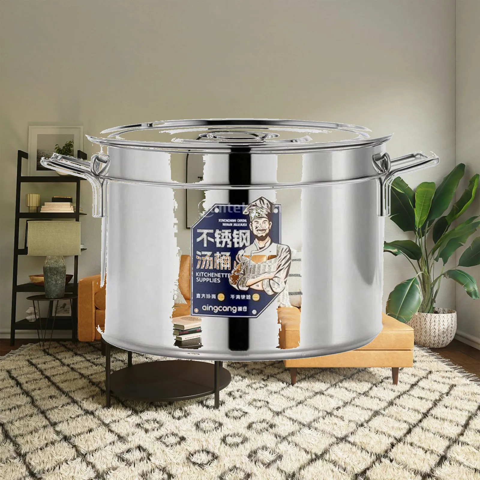 Soup Pot with Lid Polished Soup Pot Long-Lasting for Commercial Kitchens, Chefs