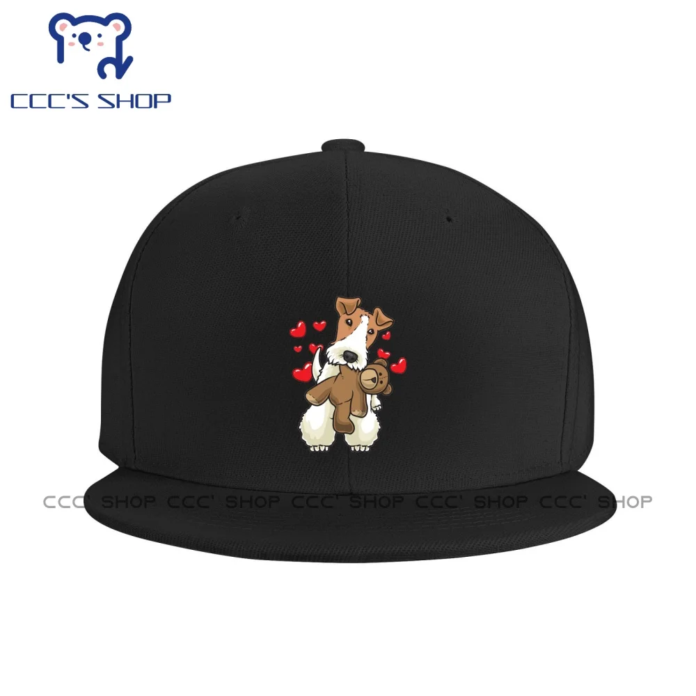 Fox Terrier Wirehaired Dog with Stuffed Animal  Baseball cap Snapback Caps Knitted Hat