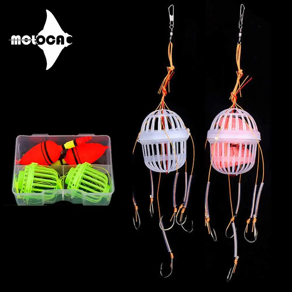 Fishing Hooks Explosion Baits Cage Sea Box Hook Monsters Carbon Steel Hook With Cage Basket Feeder Holder Pesca Accessories Carp