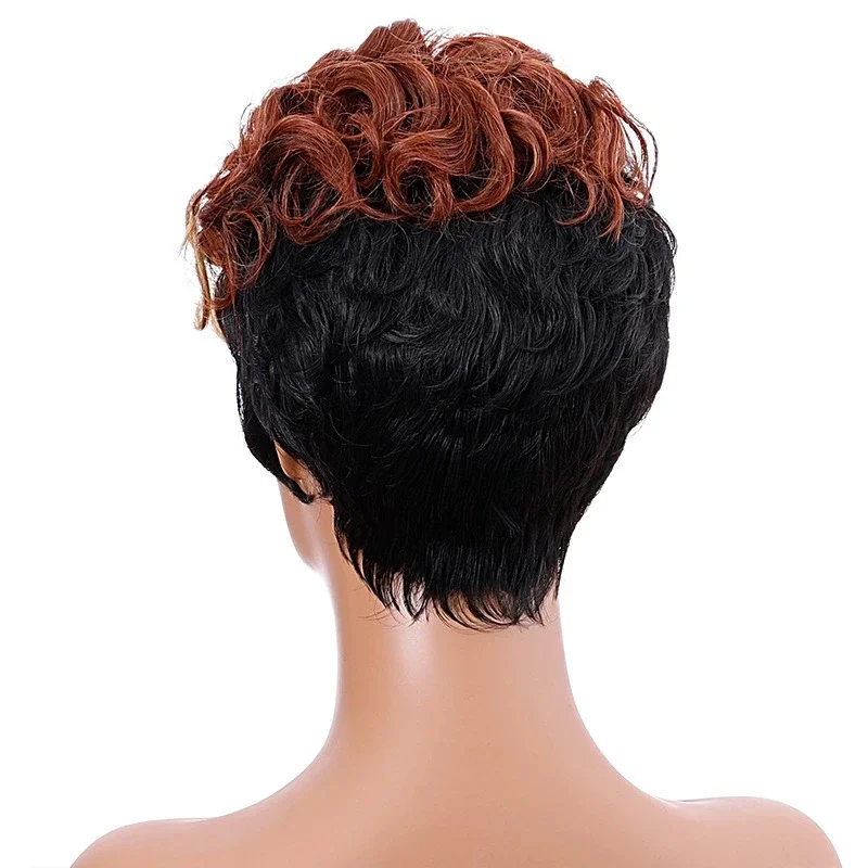 WHIMSICAL W Synthetic Women Pixie Cuts Hair Short Brown Wine Natural  Wigs Heat Resistant Wig For Black Women