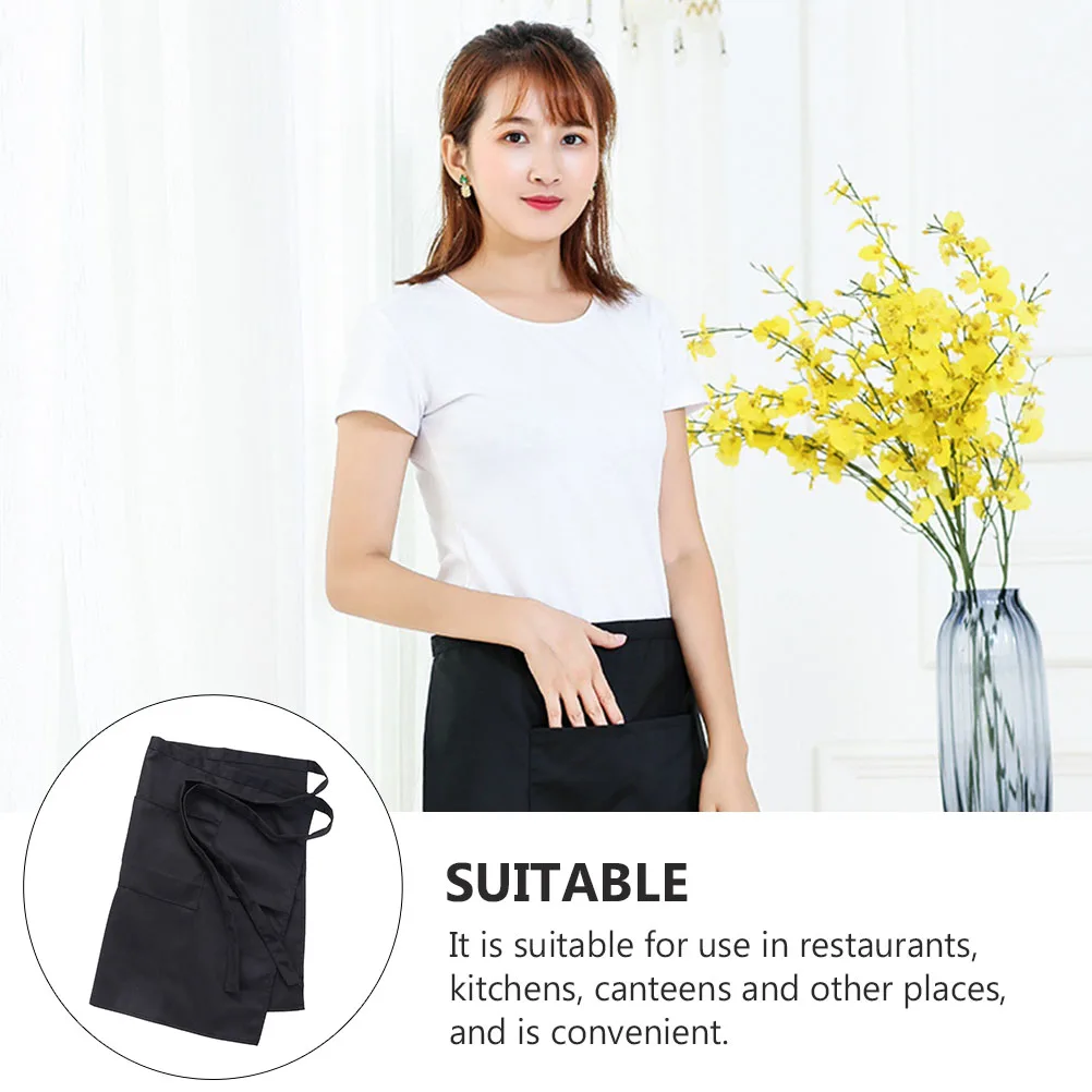 

Half length Kitchen Apron Black Skirt Commercial Home Chef Wear Water Oil Resistant Practical Pocket Design Cooking Kitchen