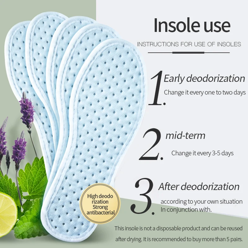 1Pair Deodorant Insoles Cool Mint Fragrant Breathable Light Weight Shoes Pad Soft Sole Comfortable Sport Feet Care Insole Unisex