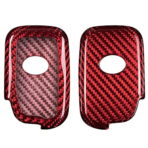 

Red Carbon Fiber Car Key Case For Luxury Sedan And SUV Smart Key Fobs