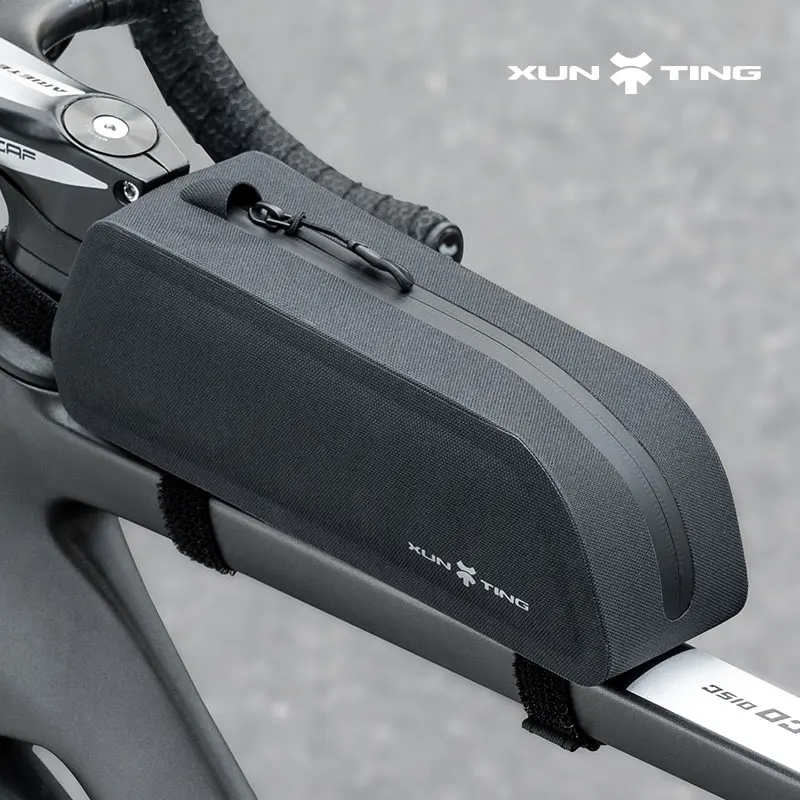 حقيبة دراجة أنبوبية مقاومة للماء من Xunting، منظم تخزين جيب للهاتف بشاشة تعمل باللمس لدراجات الطرق الجبلية